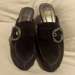 Stuart Weitzman Brown Suede Slip on Platform Mule
